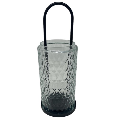 Laterne -Uno- Metall-Glas 28x11cm schwarz