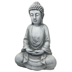 Buddha Dekofigur Fiberglas 42x29cm grau