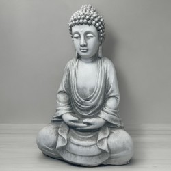 Buddha Dekofigur Fiberglas 42x29cm grau