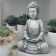 Buddha Dekofigur Fiberglas 42x29cm grau