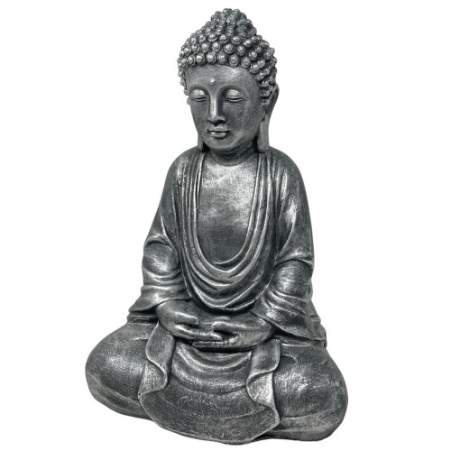 Buddha Dekofigur Fiberglas 42x29cm schwarz