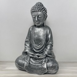 Buddha Dekofigur Fiberglas 42x29cm schwarz