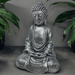 Buddha Dekofigur Fiberglas 42x29cm schwarz