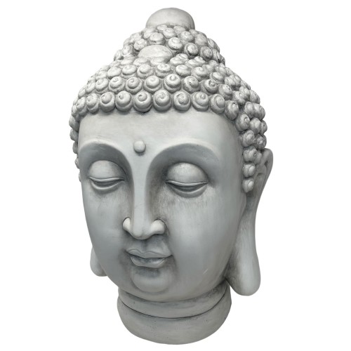 Buddha Büste Fiberglas 50x36cm grau