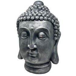 Buddha Büste Fiberglas 50x36cm schwarz