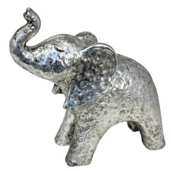 Elefant Dekofigur Resin 16x16cm silber