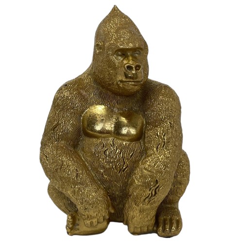 Gorilla Dekofigur Resin 13x9cm gold