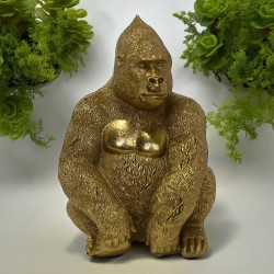 Gorilla Dekofigur Resin 13x9cm gold