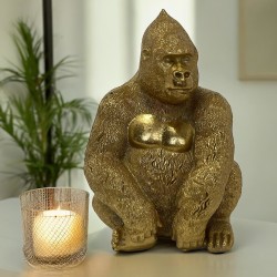 Gorilla Dekofigur Resin 13x9cm gold