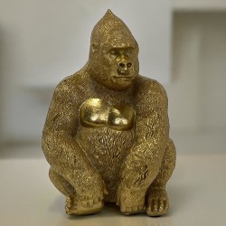 Gorilla Dekofigur Resin 13x9cm gold