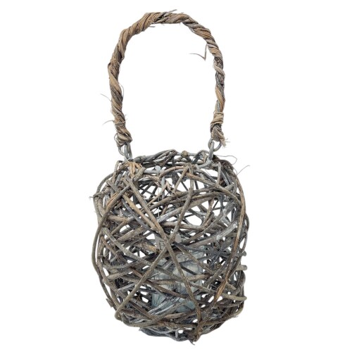 Laterne -Masai- Rattan 17x14cm grau