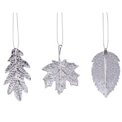 Blatt 4er-Set Metall 8x4cm silber
