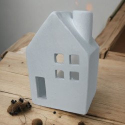 Haus Deko Steingut 20x14cm weiss