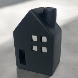 Haus Deko Steingut 20x14cm schwarz