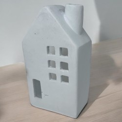 Haus Deko Steingut 28x16cm weiss