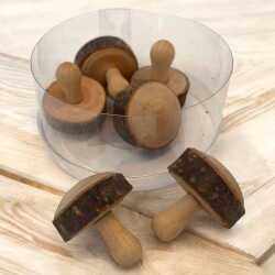 Pilze 6er-Set Holz 4x3cm natur
