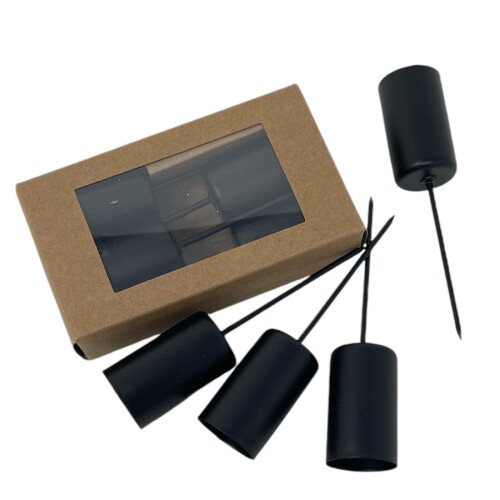 Kerzenstecker 4er-Set Metall 10x2cm schwarz