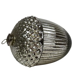 Eichel Dekohänger Glas 25cm silber