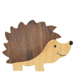 Igel Dekofigur Holz 9x12cm braun