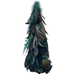 Federpyramide -Peacock- 40cm dunkelgrün