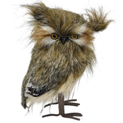 Eule Deko Naturmaterial 23cm braun