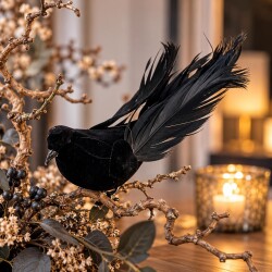 Vogel Deko Clip 19cm schwarz