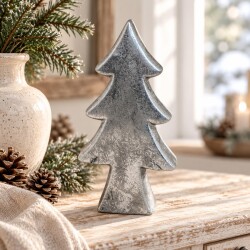 Tannenbaum Keramik 26cm silber