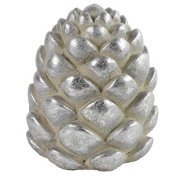 Zapfen Ornament Keramik 15cm silber