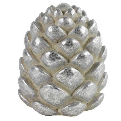 Zapfen Ornament Keramik 12cm silber