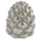 Zapfen Ornament Keramik 12cm silber