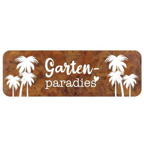 Schild -Gartenparadies- Metall 30cm rost