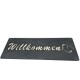 Schild -Willkommen- Metall 40x15cm grau