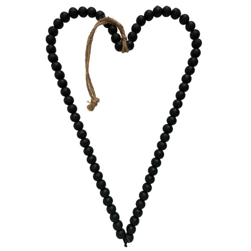 Herz Holzperlen 35x23cm schwarz