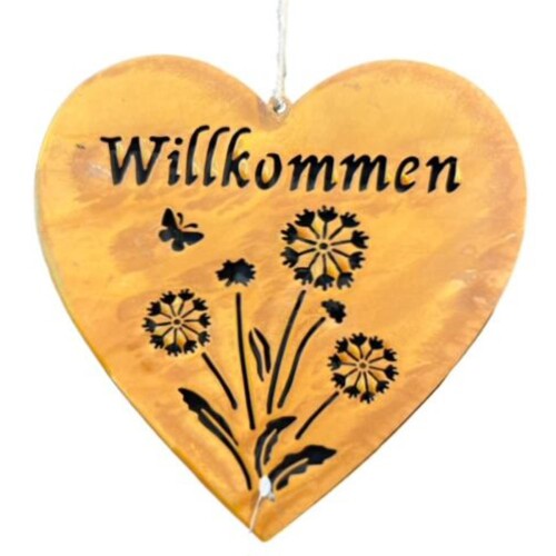 Herz -Willkommen- Metall 20cm rost