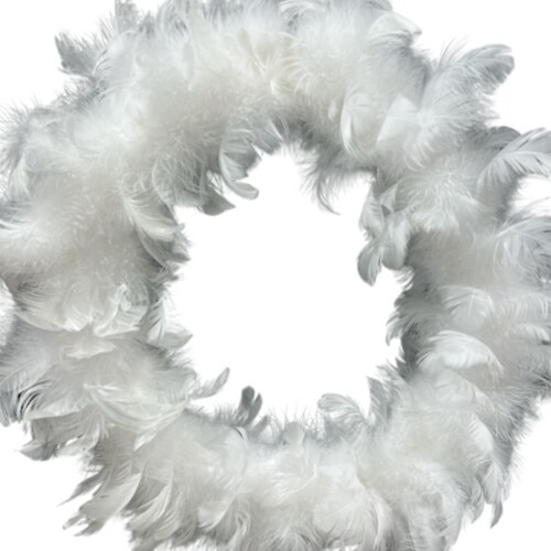 Kranz Federn 20cm weiss