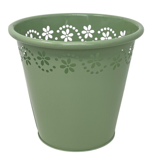 Topf -Flower- Metall 14cm grün