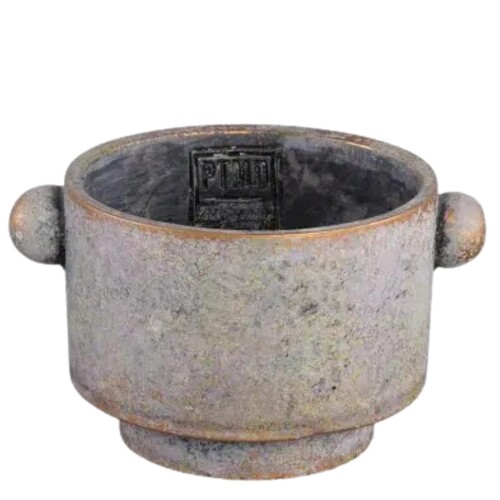 Blumentopf -Burly- Steingut 8x11cm grau