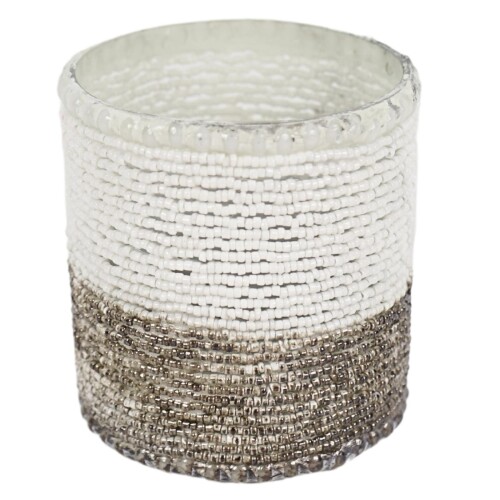 Teelichthalter -Yokie- Glas 17x13cm weiss