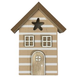 Strandhaus Holz 14x10cm natur-weiss