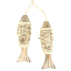 Fische Dekohänger Holz 34cm natur