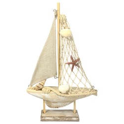 Segelschiff Deko Holz 28x18cm natur-weiss
