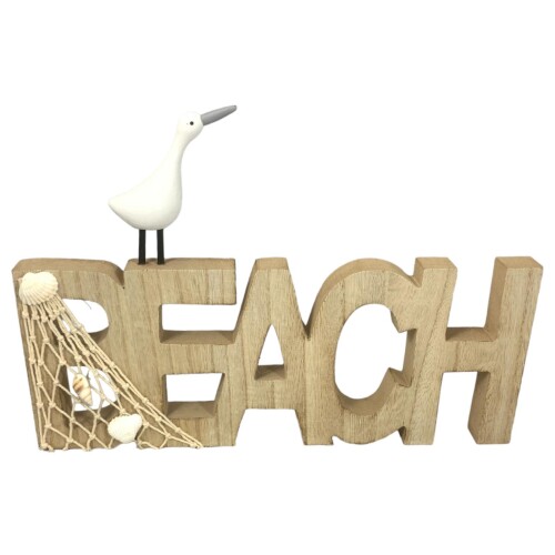 Beach Schriftzug Holz 20x30cm natur
