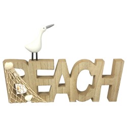 Beach Schriftzug Holz 20x30cm natur