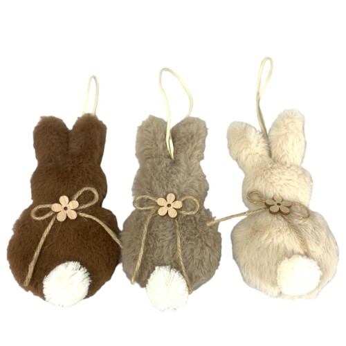 Hase Dekohänger 3ass Polyester 15cm natur