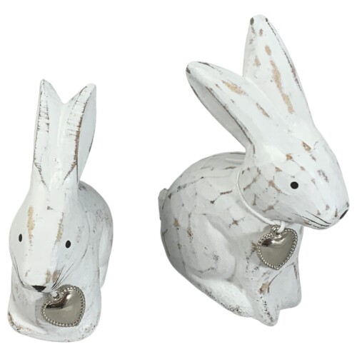 Hase Deko 2ass Holz 7x6cm weiss