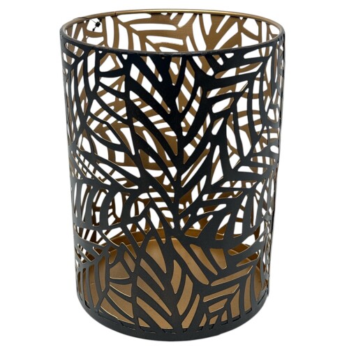 Windlicht -Myre- Metall 15x11cm schwarz-gold