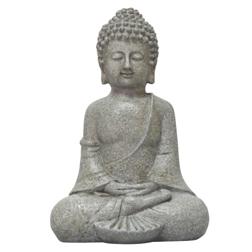 Buddha Polyresin 13x9cm grau