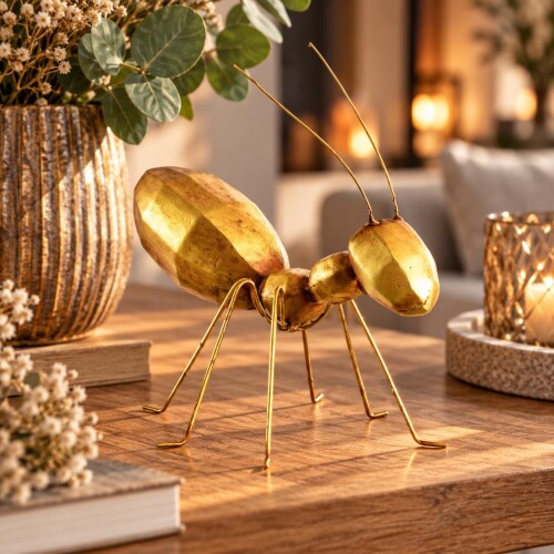 Ameise Dekofigur Polyresin-Metall 20cm gold | Dekoration