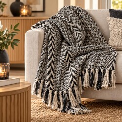 Decke -Plaid- Baumwolle 150x125cm schwarz