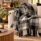Decke -Plaid- Baumwolle 160x160cm schwarz-weiss
